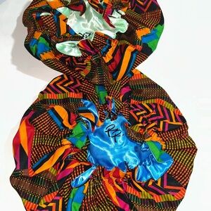 Colorful African pattern Satin-Lined Hair Bonnet set